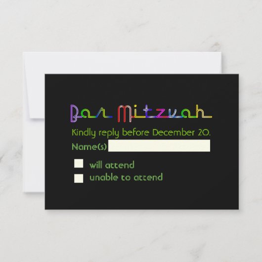 PixDezines rsvp neonverlichting bar mitzvah (Voorkant)