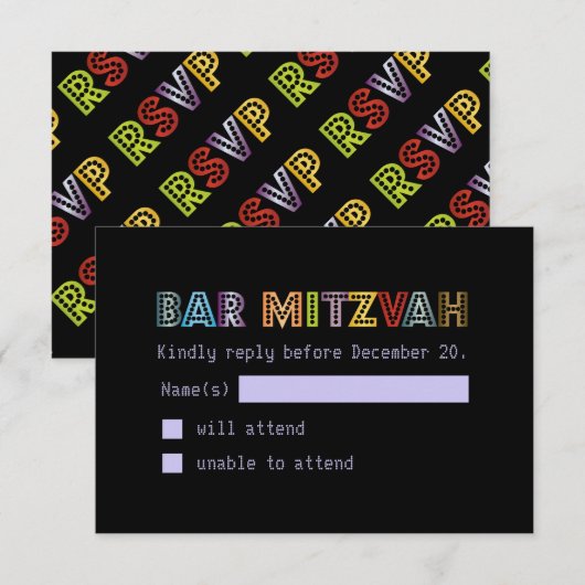 PixDezines rsvp neonverlichting bar mitzvah (Voorkant / Achterkant)