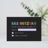 PixDezines rsvp neonverlichting bar mitzvah Kaartje (Staand voorkant)