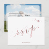 PixDezines RSVP/NEP ROSE GOUD FOLIE/SCRIPT LETTERT Uitnodiging Briefkaart (Voorkant / Achterkant)