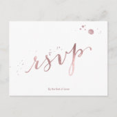 PixDezines RSVP/NEPR ROZE GOUD FOLIE/SCRIPT LETTER Uitnodiging Briefkaart (Voorkant)