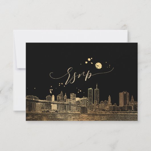 PixDezines RSVP NYC Skyline/Faux Gold (Voorkant)