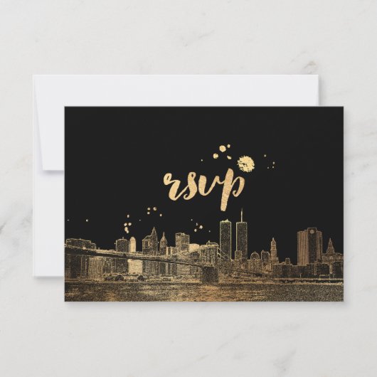 PixDezines RSVP NYC Skyline/Faux Gold (Voorkant)
