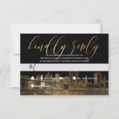 PixDezines RSVP NYC Skyline/Faux Gold Kaartje (Achterkant)