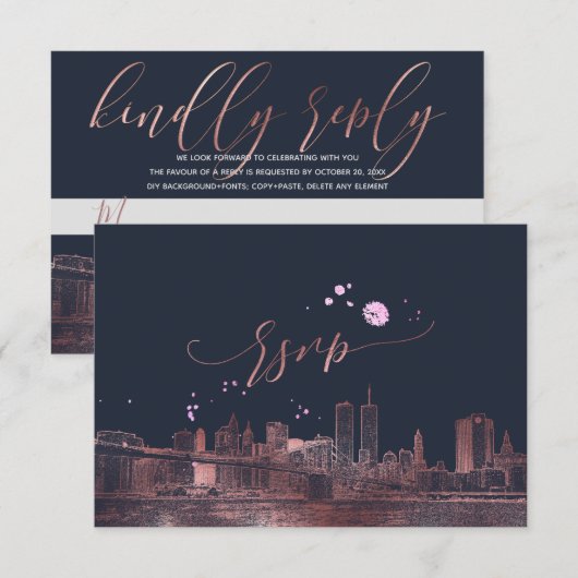 PixDezines RSVP NYC Skyline/Faux Roos Gold (Voorkant / Achterkant)