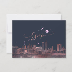 PixDezines RSVP NYC Skyline/Faux Roos Gold Kaartje