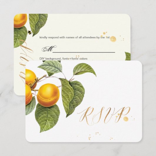 PixDezines RSVP Orchard/Peaches/Redoute Kaartje (Voorkant / Achterkant)