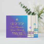 PixDezines RSVP Paars/Aqua Tallits/B'nai Mitzvah (Staand voorkant)