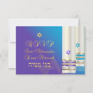 PixDezines RSVP Paars/Aqua Tallits/B'nai Mitzvah