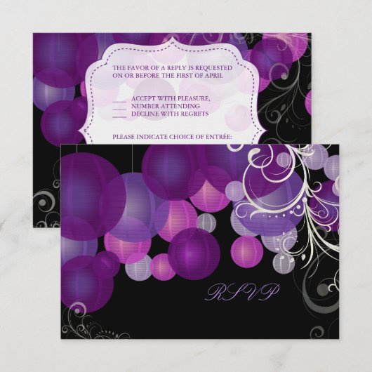 PixDezines rsvp paars/plum/lila lantaarns (Voorkant / Achterkant)