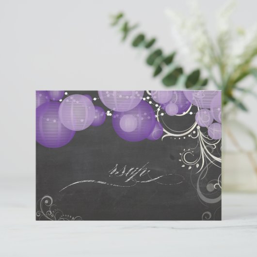 PixDezines rsvp paarse lantaarns+chalkboard (Staand voorkant)