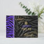 PixDezines rsvp Paarse Zebra Strepen, Bat Mitzvah (Staand voorkant)
