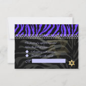 PixDezines rsvp Paarse Zebra Strepen, Bat Mitzvah (Achterkant)