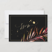 PixDezines RSVP, Palm Fronds | Faux Gold RSVP Kaartje (Voorkant)