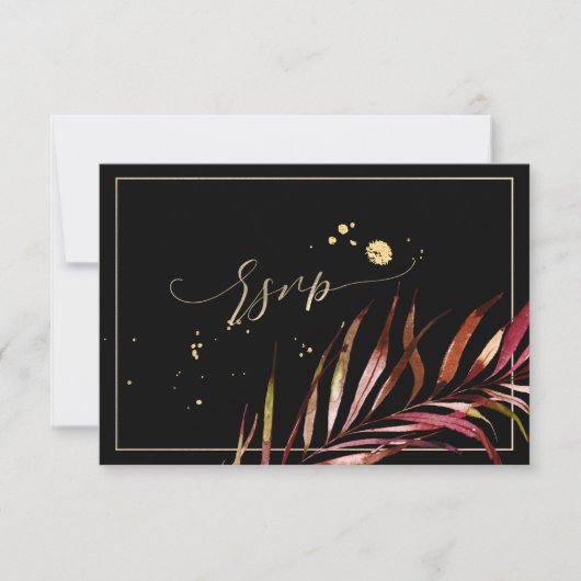 PixDezines RSVP, Palm Fronds | Faux Gold RSVP Kaartje (Voorkant)