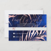 PixDezines RSVP, Palm Fronds | Faux Roos Gold RSVP Kaartje (Achterkant)