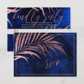 PixDezines RSVP, Palm Fronds | Faux Roos Gold RSVP Kaartje (Voorkant / Achterkant)
