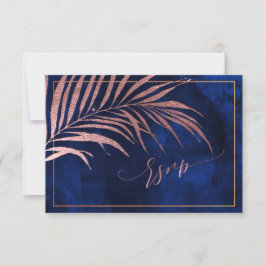 PixDezines RSVP, Palm Fronds | Faux Roos Gold RSVP Kaartje