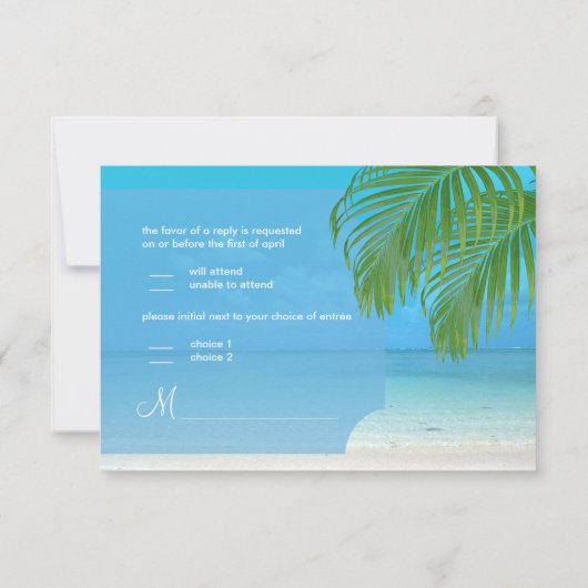 PixDezines rsvp Palm fronds/strand Kaartje (Achterkant)