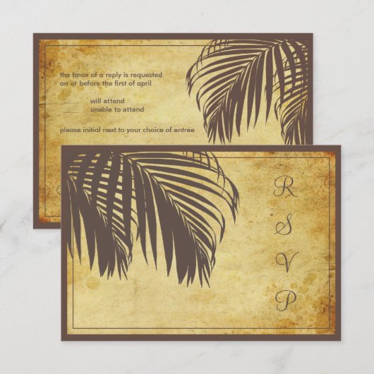 PixDezines rsvp  palmschijfjes/strand/bruin Kaartje (Voorkant / Achterkant)