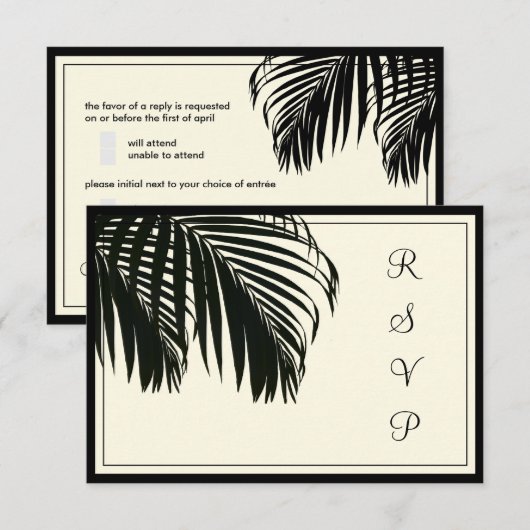 PixDezines rsvp Palmschijfjes/strand/zwart+beige (Voorkant / Achterkant)