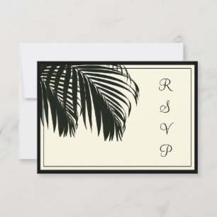 PixDezines rsvp Palmschijfjes/strand/zwart+beige Kaartje