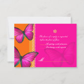 PixDezines rsvp/Papillon/fuschia, Bat Mitzvah RSVP Kaartje (Achterkant)