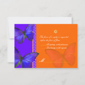 PixDezines rsvp/Papillon/kobalt, Bat Mitzvah RSVP Kaartje (Achterkant)