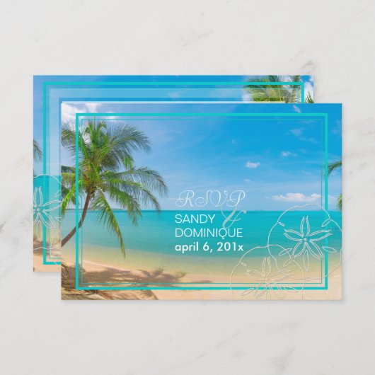 PixDezines rsvp paradise/Tropical+strand+palm bome (Voorkant / Achterkant)