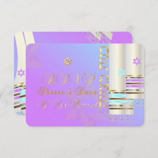 PixDezines RSVP Pastel Tallits B'not Mitzvah (Voorkant / Achterkant)