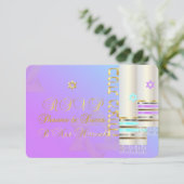 PixDezines RSVP Pastel Tallits B'not Mitzvah Kaartje (Staand voorkant)