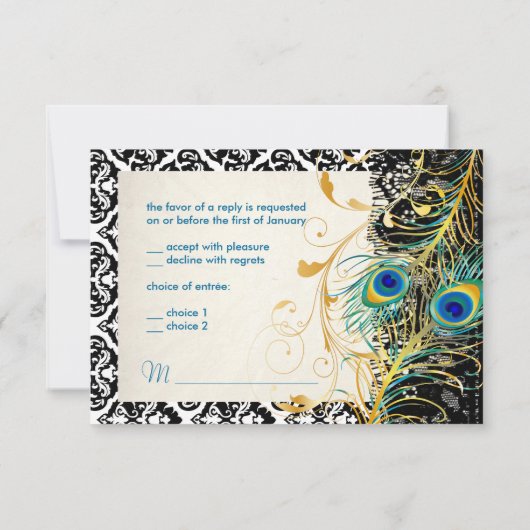 PixDezines rsvp pauock pizzazz, damask+black lace (Achterkant)