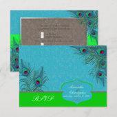 PixDezines rsvp Peacock Charm Kaartje (Voorkant / Achterkant)