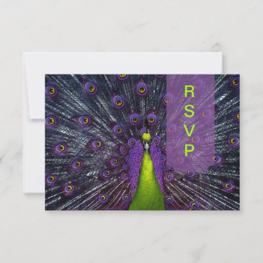 PixDezines rsvp Peacock Feather Kaartje (Voorkant)