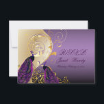 PixDezines rsvp Peacock, Filigree swirls/DIY-tekst<br><div class="desc">PixDezines rsvp peace ock filigree ornamental swirls in faux gold en dark paars. Voor een mooie gelegenheid.. bruiloft, herdenking, open huis, uitnodiging voor een kunstveiling!! Copyright © 2011 PixDezines.com™ en PixDezines™ op zazzle.com U kunt nu uw eigen hexachrome kleuren kiezen om faux zilveren achtergrond, tekst, versiering, enz. Het volledige spectrum...</div>