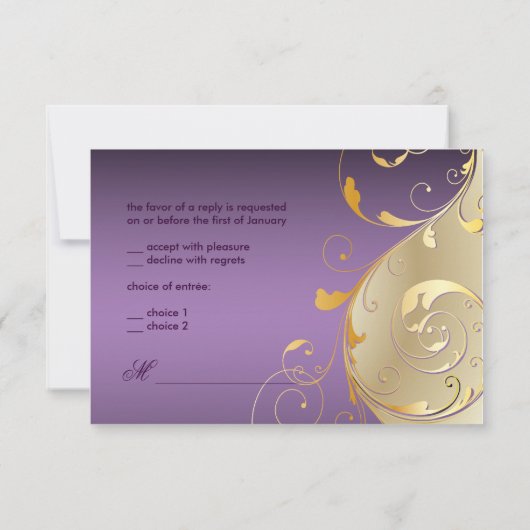 PixDezines rsvp Peacock, Filigree+swirls/DIY-tekst (Achterkant)