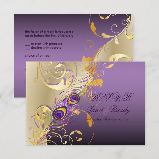 PixDezines rsvp Peacock, Filigree+swirls/DIY-tekst (Voorkant / Achterkant)