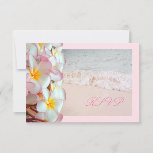 PixDezines RSVP PINK PLUMERIA/BEACH/DIY trim Kaartje (Voorkant)