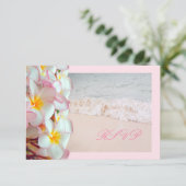 PixDezines RSVP PINK PLUMERIA/BEACH/DIY trim Kaartje (Staand voorkant)