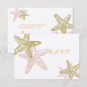 PixDezines rsvp Pink Starfish, strandbruiloft (Voorkant / Achterkant)