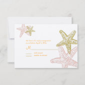 PixDezines rsvp Pink Starfish, strandbruiloft Kaartje (Achterkant)