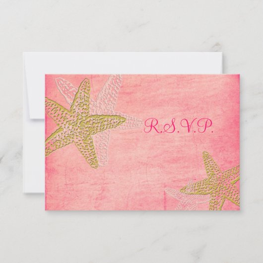 PixDezines RSVP, PINK STARFISH voor 5x7 RSVP Kaartje (Voorkant)