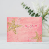 PixDezines RSVP, PINK STARFISH voor 5x7 RSVP Kaartje (Staand voorkant)