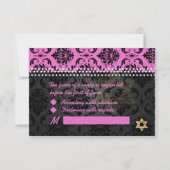 PixDezines rsvp Pink Vendome Damask, Bat Mitzvah (Achterkant)