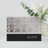 PixDezines rsvp platinum flora damask/diy kleuren Kaartje (Staand voorkant)