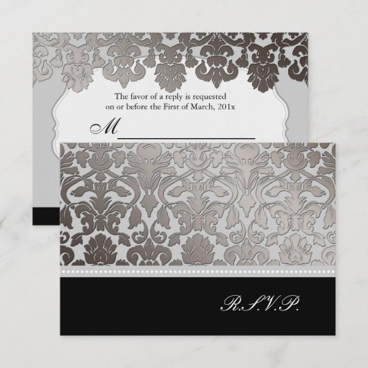PixDezines rsvp platinum flora damask/diy kleuren Kaartje (Voorkant / Achterkant)
