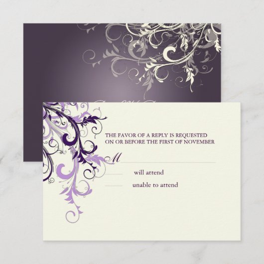 PixDezines RSVP PLUM SWIRLS/DIY ACHTERGROND (Voorkant / Achterkant)