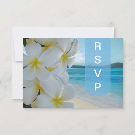 PixDezines RSVP PLUMERIA LEI/BEACH Kaartje (Voorkant)