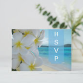 PixDezines RSVP PLUMERIA LEI/BEACH Kaartje (Staand voorkant)