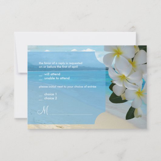 PixDezines RSVP PLUMERIA LEI/BEACH Kaartje (Achterkant)